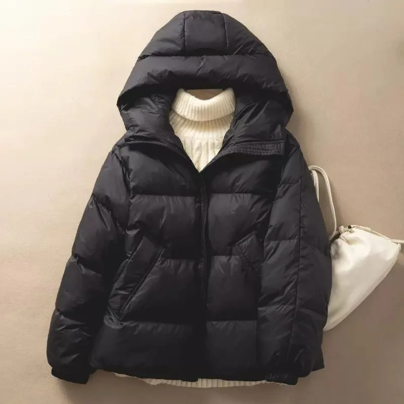 

2023 New Women Down Cotton Coat Winter Jacket Female Intensification Parkas Shortage Outwear Slimming Hooded Overcoat
