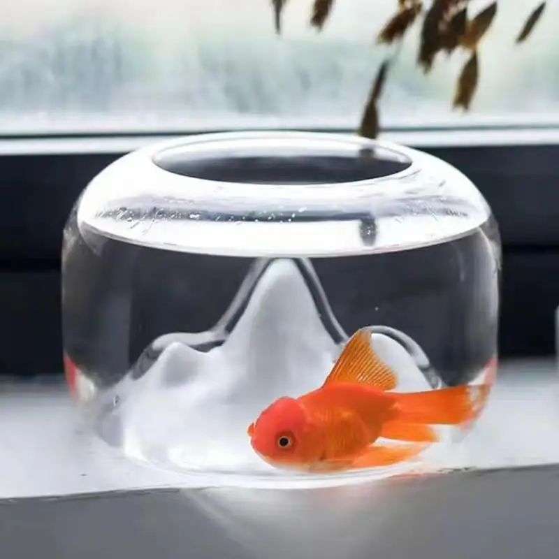 

Mini Small Fish Tank Snow Mountain Thickened Glass Fish Aquariums Living Room Desk Miniature Creative Aquarium Pet Decoration