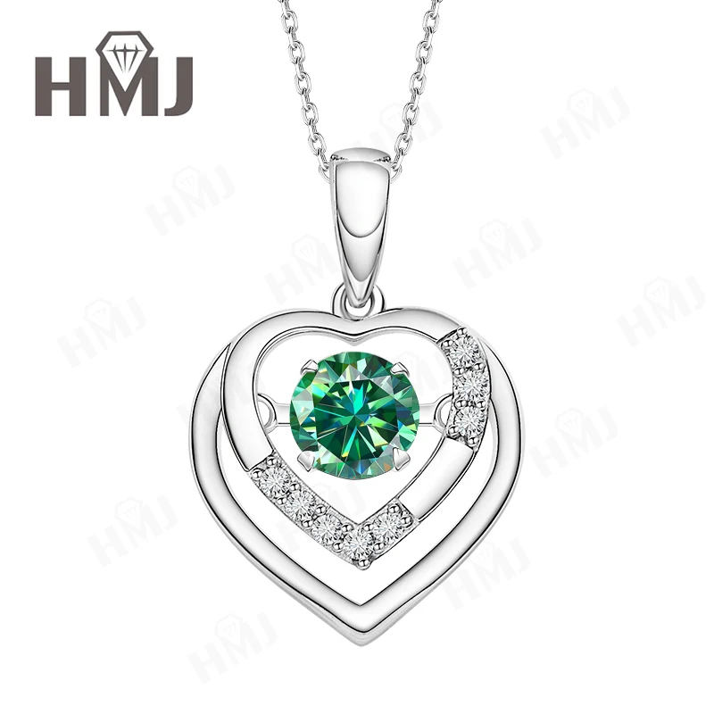 Herzförmige Moissanit-Halskette D, Weiß, Rundschliff, Weißgold, Gelbgold, romantischer Anhänger, edler Schmuck, Geschenk zum Jahrestag – Detail 12