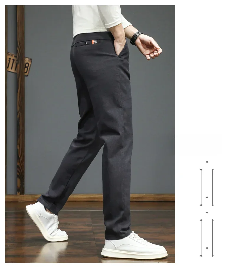 Frühling Herbst Neue männer Casual Hosen Koreanische Mode Stretch Gerade Slim Fit Hosen Hohe Qualität Jogginghose Einfarbig Männlich – Detail 9