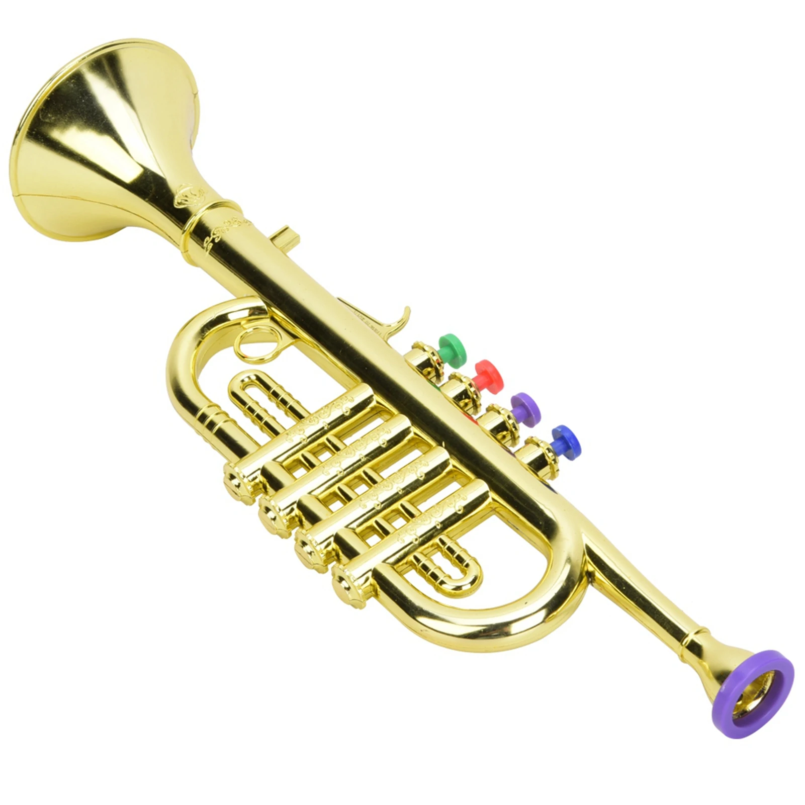 Trumpet Instrument Kid Trumpet Golden Coated Plastic Children Preschool Music Toy Gift Wind Instrument