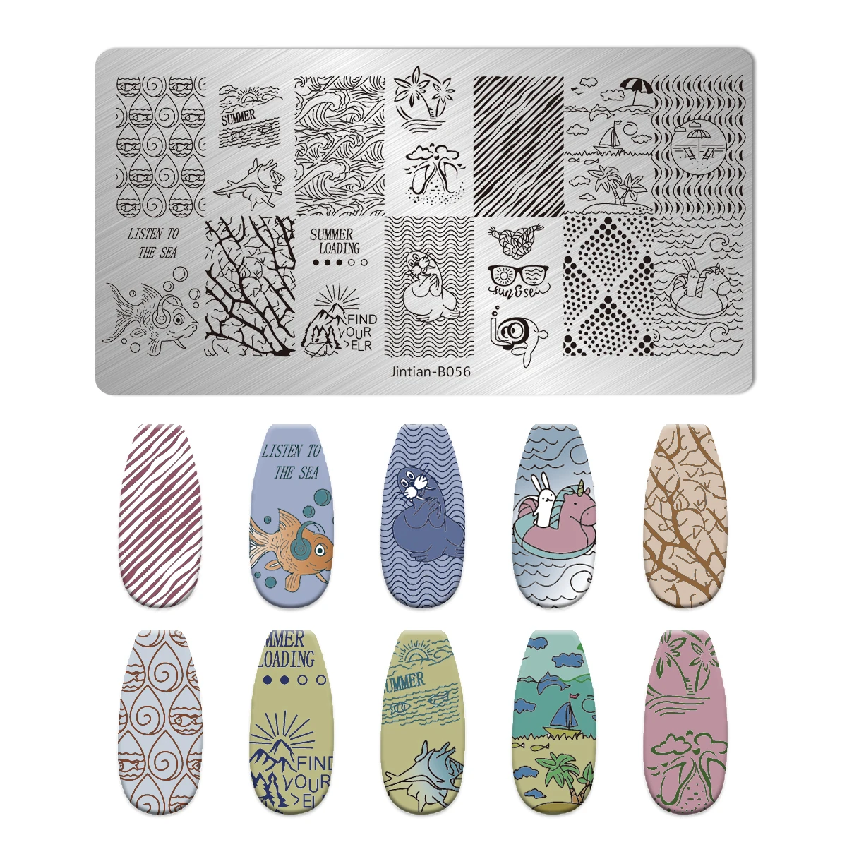 Summer Fruits Nail Stamping Plates Lines Animal Geometry Theme Template Mold Watermelon Nail Art Stencil Tool Stamping Templates 5