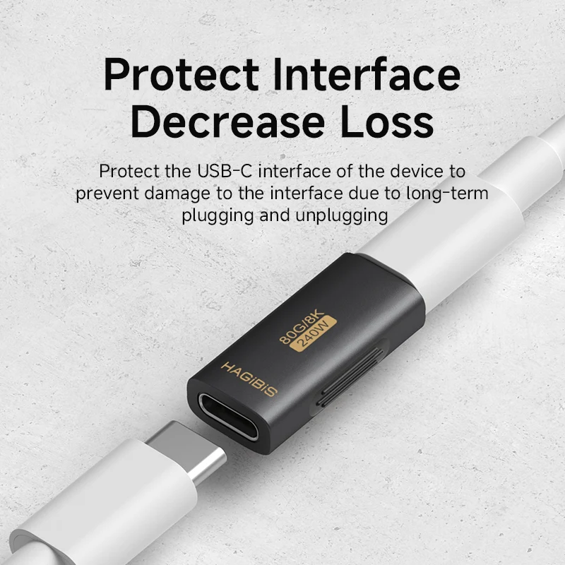 Hagibis USB C Female to USB C Female Adapter 80Gbps 240W USB4 Dual Female Extension Cable Converter for Thunderbolt 5/4 Laptop