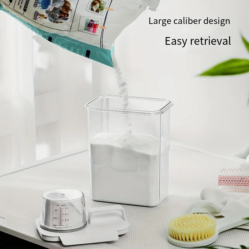 1-3pcs Airtight Laundry Detergent Powder Storage Box Jar Bleach Storage Container Large Capacity Measuring Cup storage box