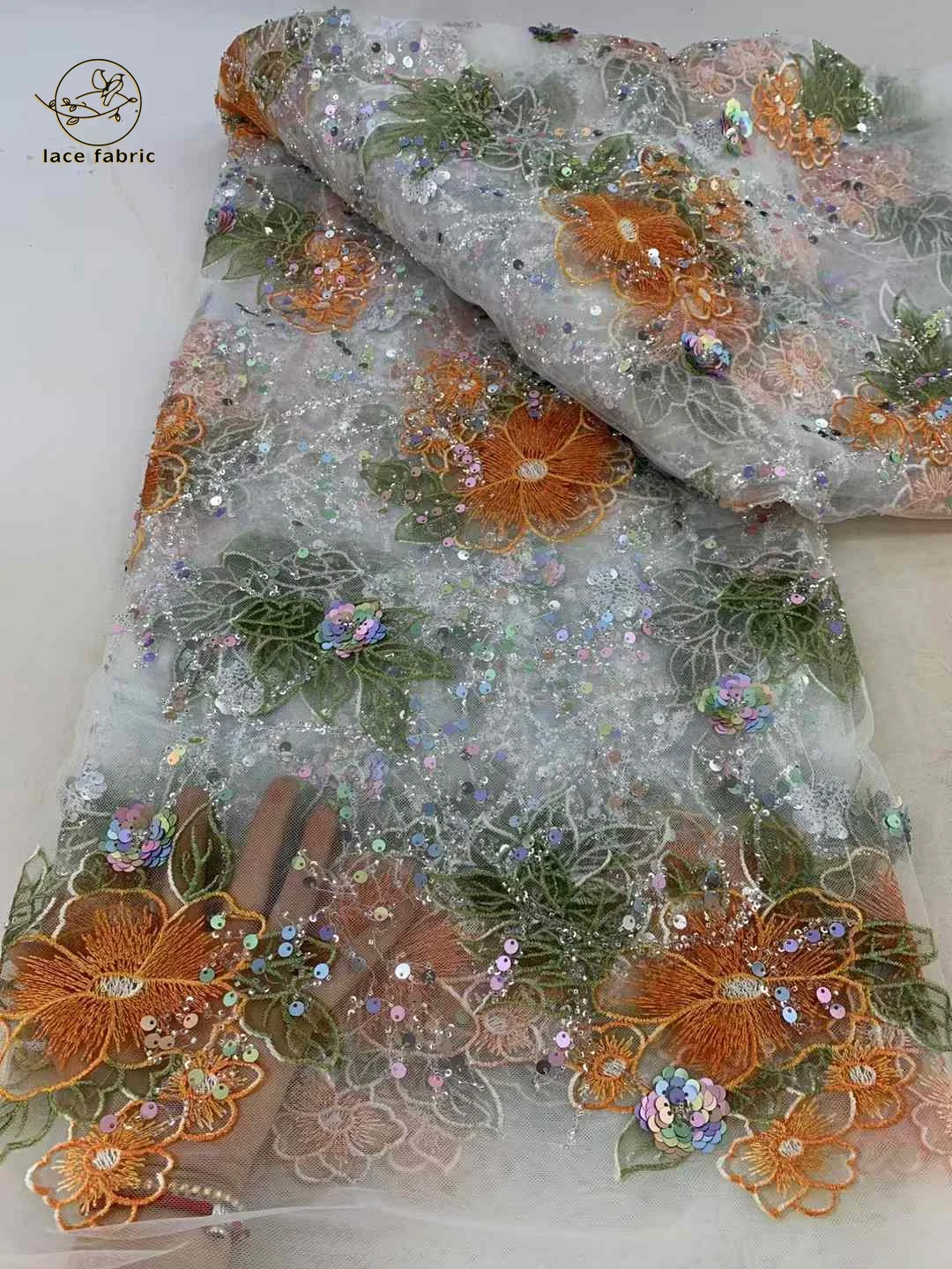 African Lace Fabric 2025 Sequins Embroidery French Groom Tulle Fabric Nigerian For Wedding Dress