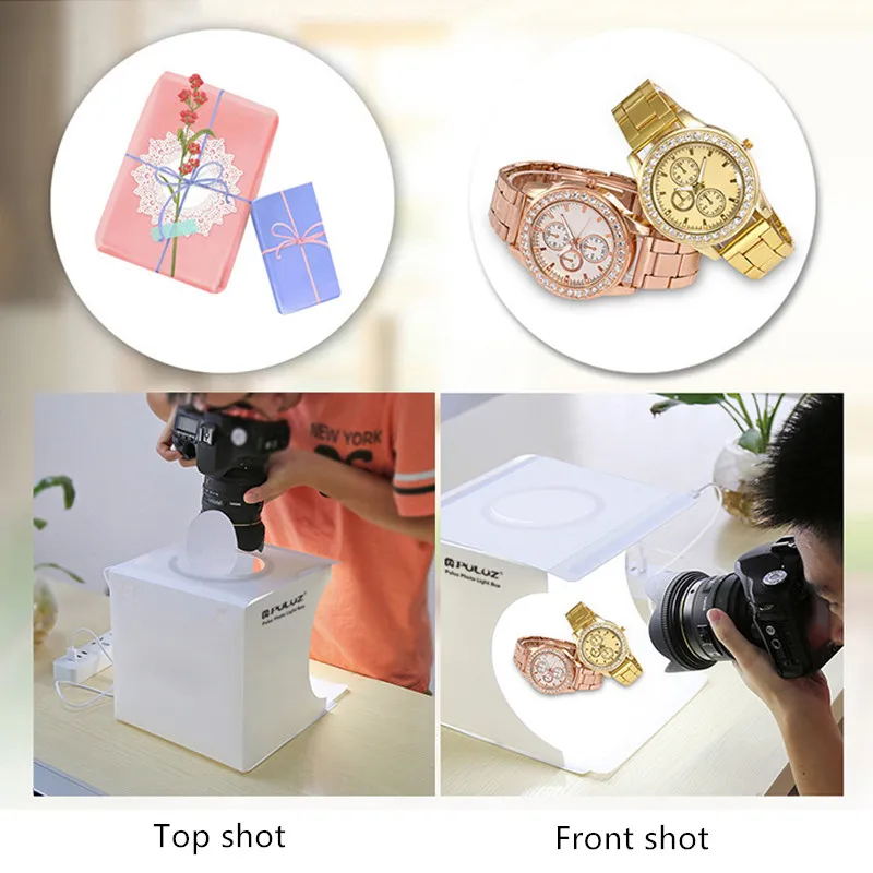 PULUZ Ring led light photo box photography foto studio lightbox folding mini softbox fotografia tabletop shooting tent Kit