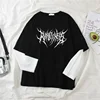 Fashion Punk Dark Style Printed Round Neck T-shirt Y2K Sport Harajuku Thin Women's Top Long Sleeves T Shirt Outdoor Loose Shirt 1