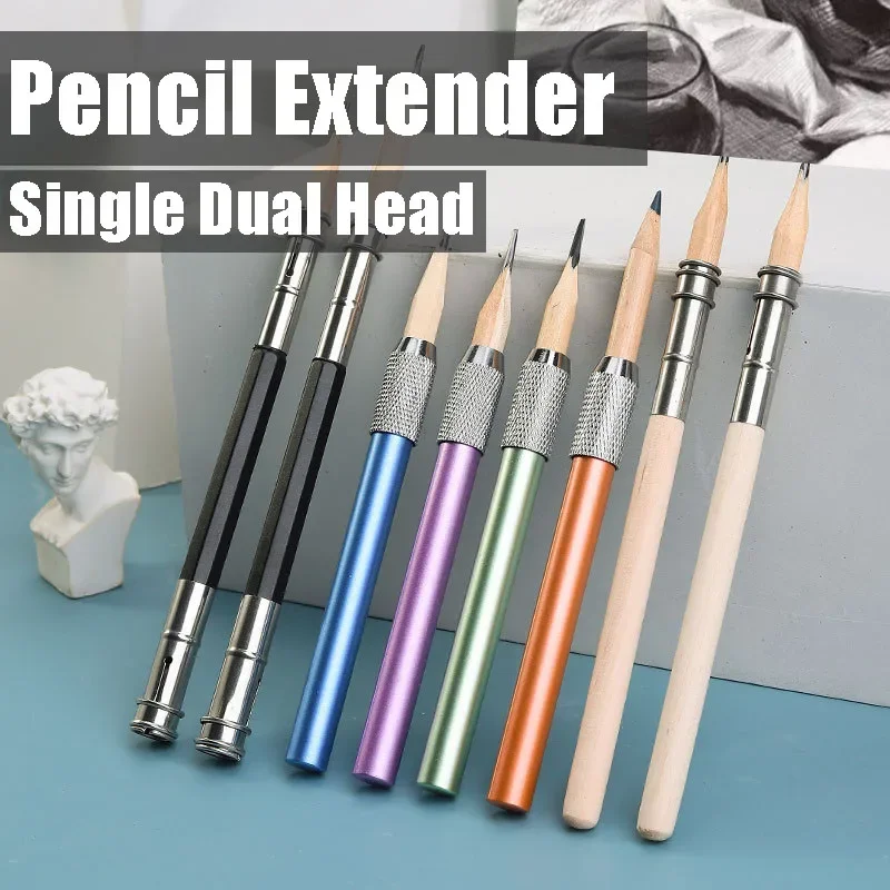 

1Pcs Pencil Extender Adjustable Wooden Single Head Dual Head Student Sketch Pencil Extende Art Painting Tool School Supplies