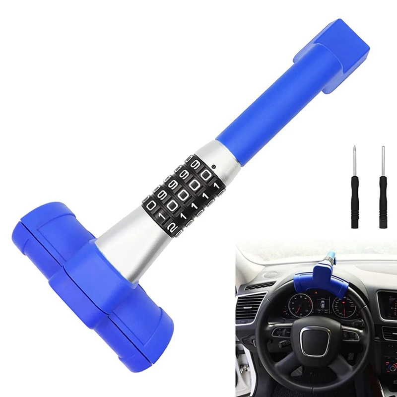 Car T Shaped Steering Wheel Anti Theft Lock Retractable Hook Lock
