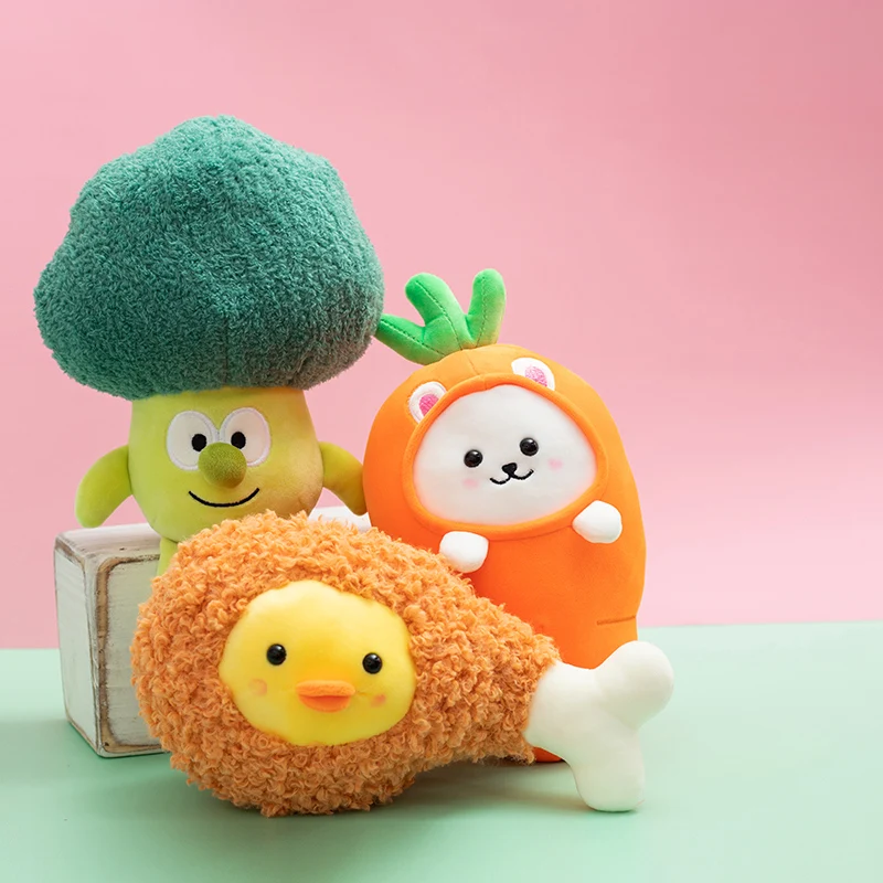 26cm Korea Fried Chicken Food Vegetable Plush Toy Cute Stuffed Plants  Carrot Bunny Cauliflower Plushies Doll Soft Kids Toys carrot rabbit field toy pet interactive training plush molars toy puzzle dog toy slow food picking game baby educational toy