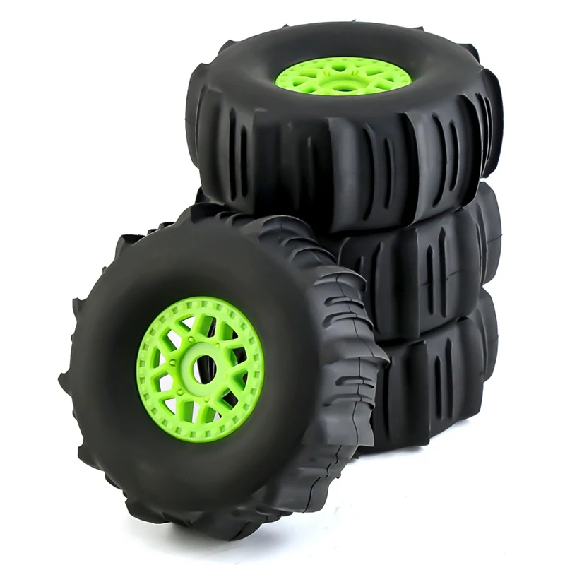 

4 Pcs RC Car Tire 138Mm 1/7 17Mm Wheel Hex For ARRMA Mojave TRAXXAS UDR FS Yikong DF7 RC Car Green