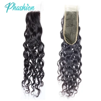 Phashion Kim K Water Wave 2x6 Swiss Lace Closure Human Hair Kinky Straight Curly Loose Deep Yaki Middle Part Transparent Frontal 1