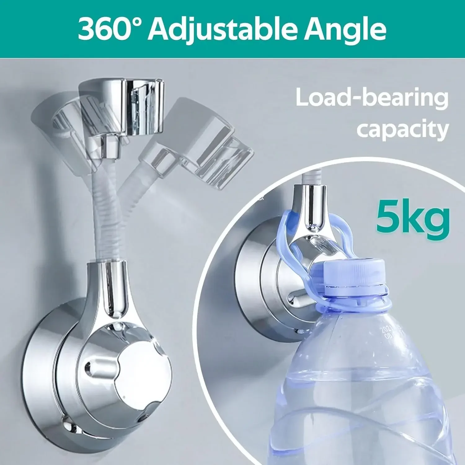Suction Cup Shower Holder Adjustable Shower Head Holder Nozzle Handheld Punch-Free Multi Angle Rotation Bracket