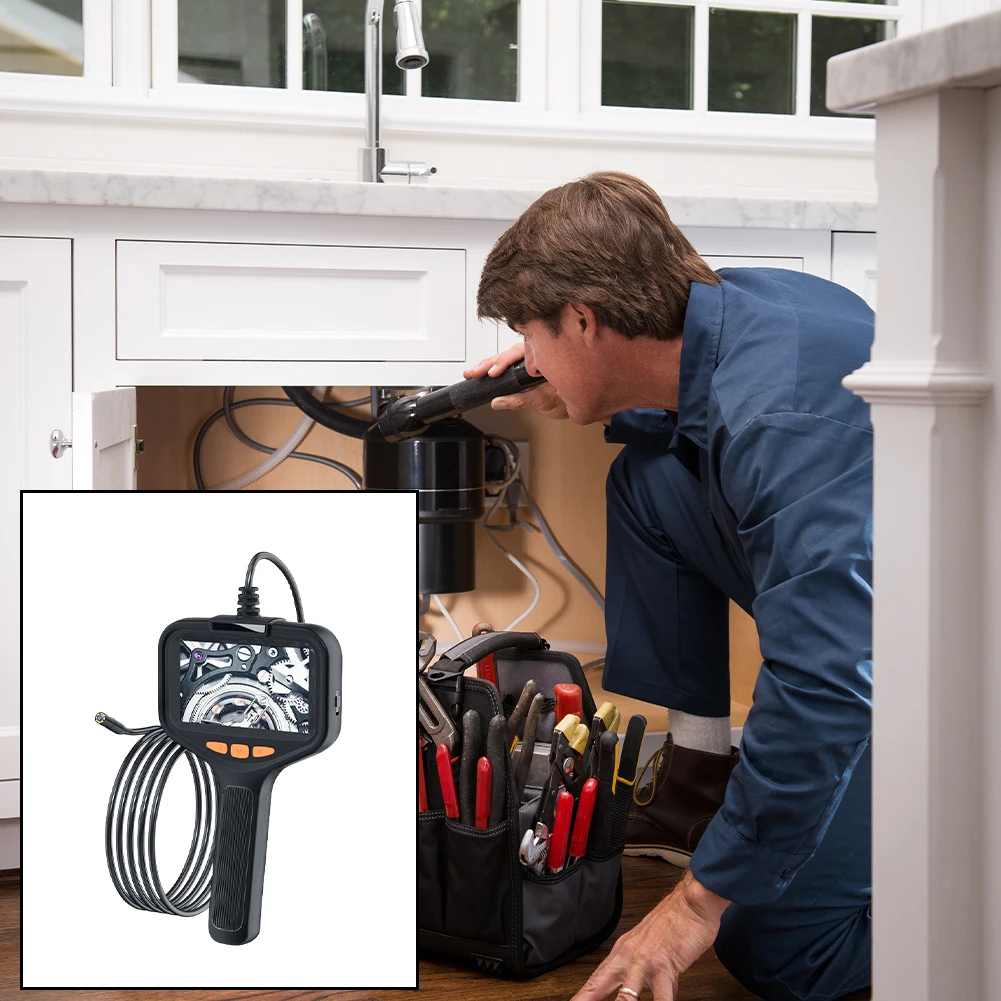 스크린이 있는 단일 산업용 내시경 카메라 휴대용 자동차 테스터 조절 가능한 라이트 파이프 하수구 카메라 실린더 배수관용