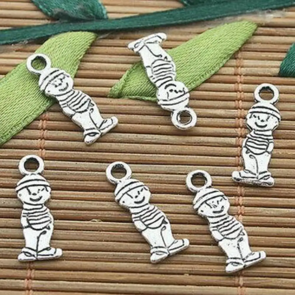 

30PCS 18.2x6.6mm DARK SILVER TONE BOY CHARMS H3264