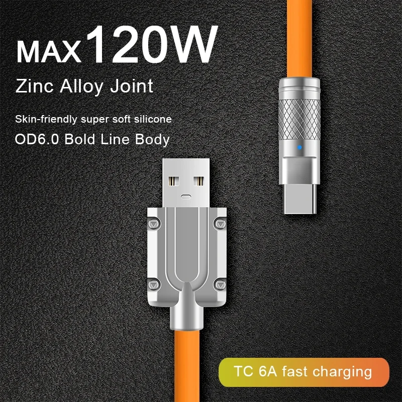 3PCS 120W Super Fast Charging Liquid Silicone USB C Cable Quick Charge Type C Phone Data Wire for Xiaomi Huawei Samsung
