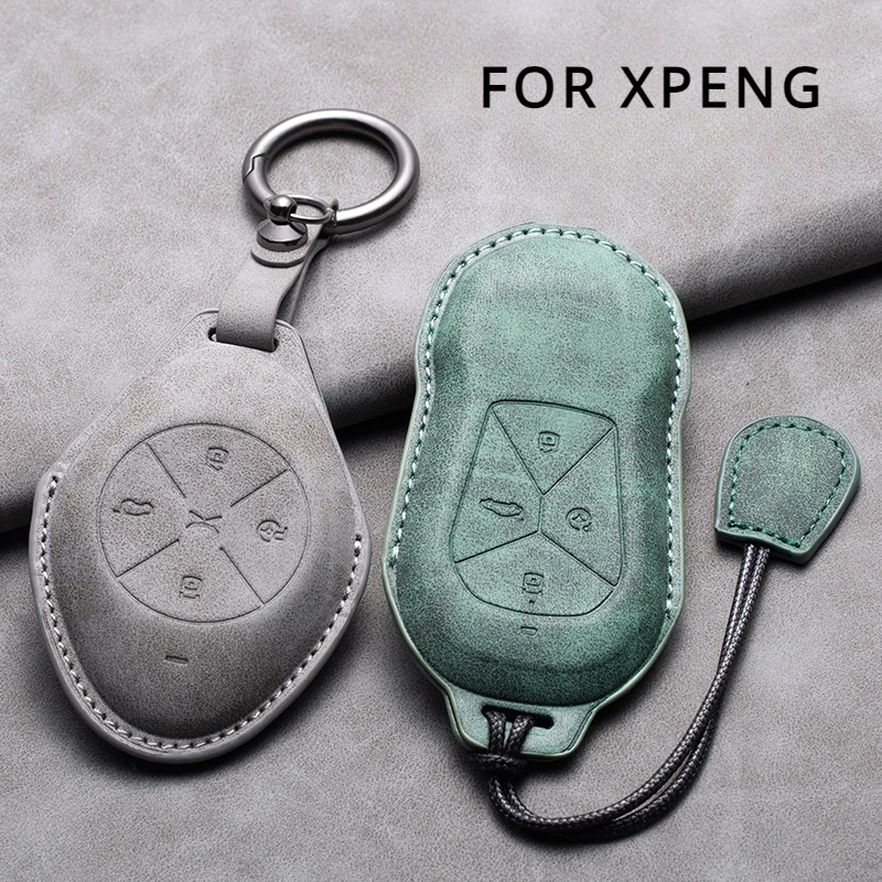

Leather Car Remote Key Case Cover for Xiaopeng Xpeng P5 P7 G3 G6 G9 G3i 2021 2022 Car Key Fob Shell Holder Keychain Accessories