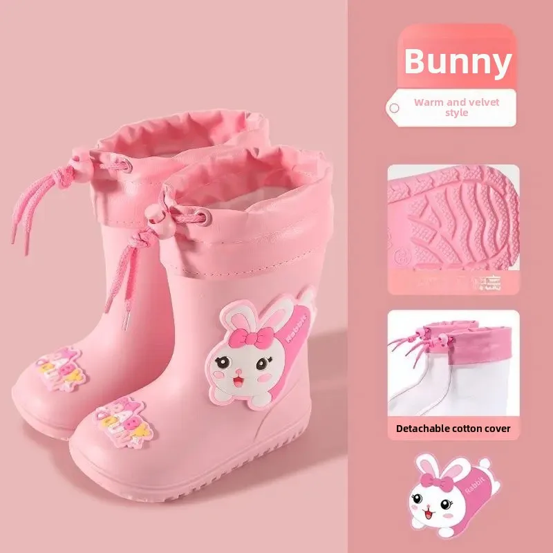 Pink Bunny [drawstring fleece-lined detachable]]