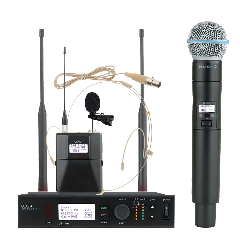 

ULXD4 BETA58A BETA87A KSM9 uhf wireless handheld karaoke microphone professional metal wireless systems