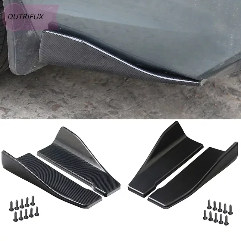 

Carbon Fiber Car Side Skirt Extension 2Pcs Car Rear Bumper Strip Lip ABS Spoiler Diffuser Anti Scratch Protector Universal