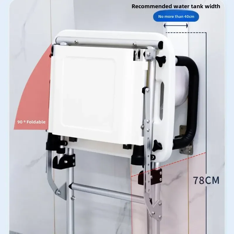 Commode Toilet Squat Toilet Converted To Toilet Seat, No Punching Foldable Elderly Bathroom Commode Chair for Disabled Armrest 2