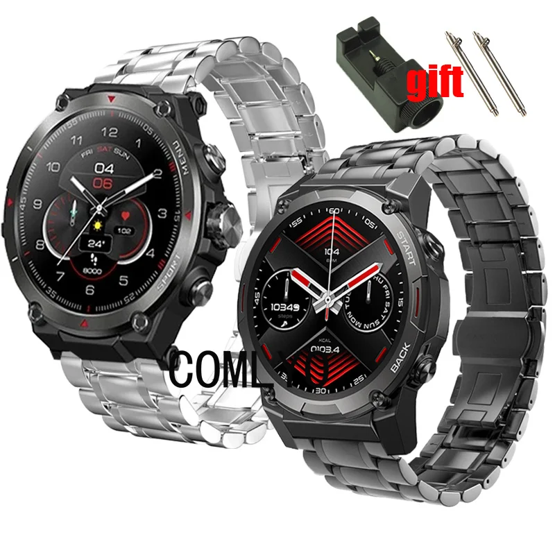 

For Zeblaze Vibe 7 pro Stratos 2 3 Lite Strap Stainless steel metal Band Men luxurious