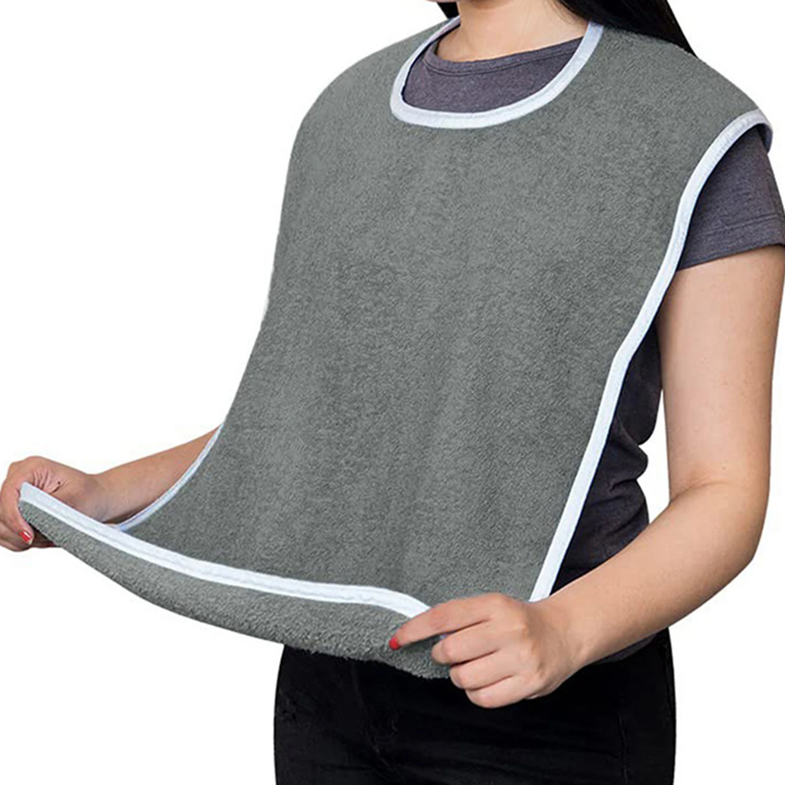 3x Adult Terry Bibs Reusable Machine Washable Clothing Protectors Large Adult Feeding Bibs Elderly Unisex Men Seniors Women