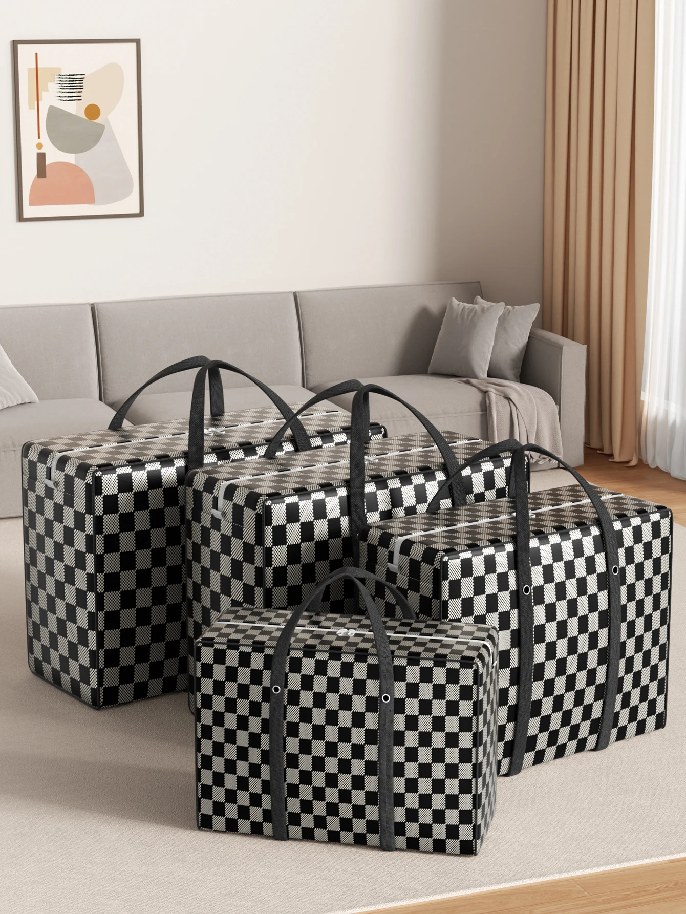 Large capacity clothing quilt storage bag Large waterproof mobile duffel bag Foldable moving doggy bag shopping bag 4