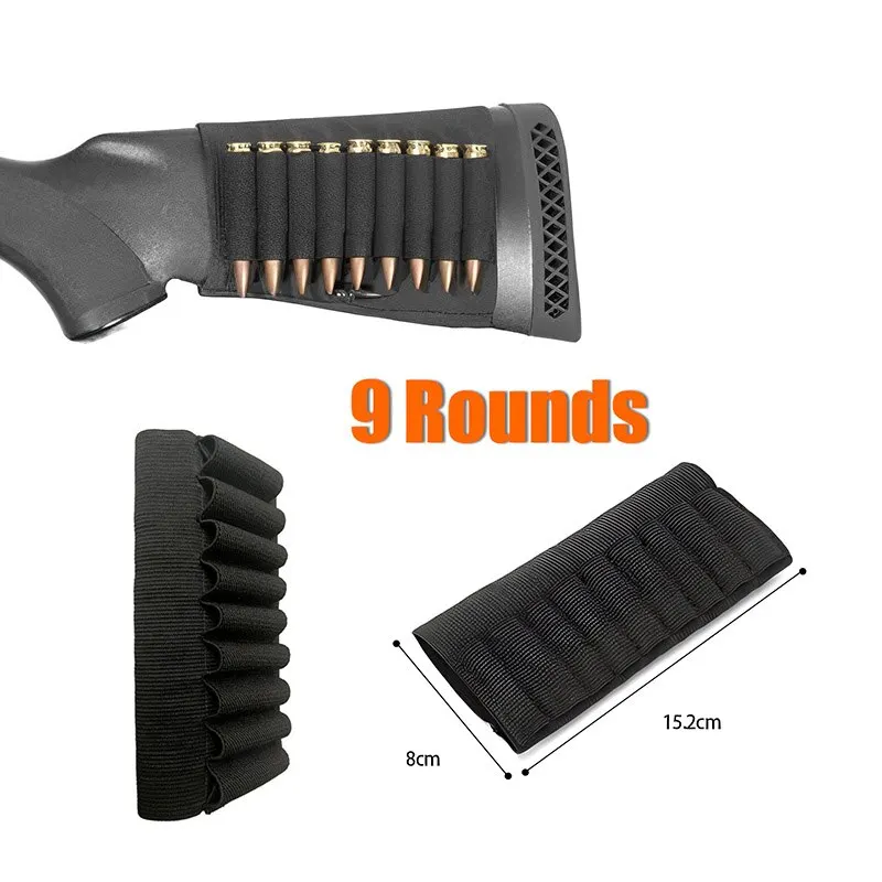 Cartridge Belt 8/9 Rounds Ammunition Package Nylon Tactical 8 Or 9 Shells Rifle Buttstock Hold Outdoor Shooting Accessory Bag ammo storage box ammo pouch ammunition bag