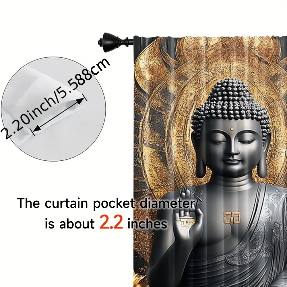 2pcs, 2D flat Window Treatment Curtains figure of the Buddha Blackout Polyester Birthday Party Use for Party Decor bedroom decor 5