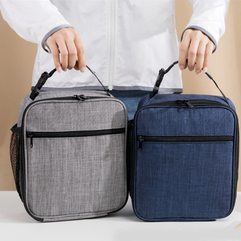 1Pcs Portable Oxford Cloth Square Lunch Bag Food Thermal Box Durable Waterproof Office Cooler Outdoor Picnic lunch bag lunch cooler bag