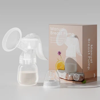 BPA-Free Manual Breast Pump Set with Piston Pump System - Includes 6.09oz Bottle and Nipple, Durable Plastic 1