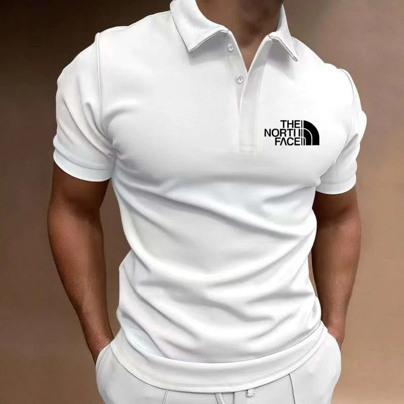 Summer new men’s popular solid color polo shirt short-sleeved lapel casual street fashion breathable T-shirt
