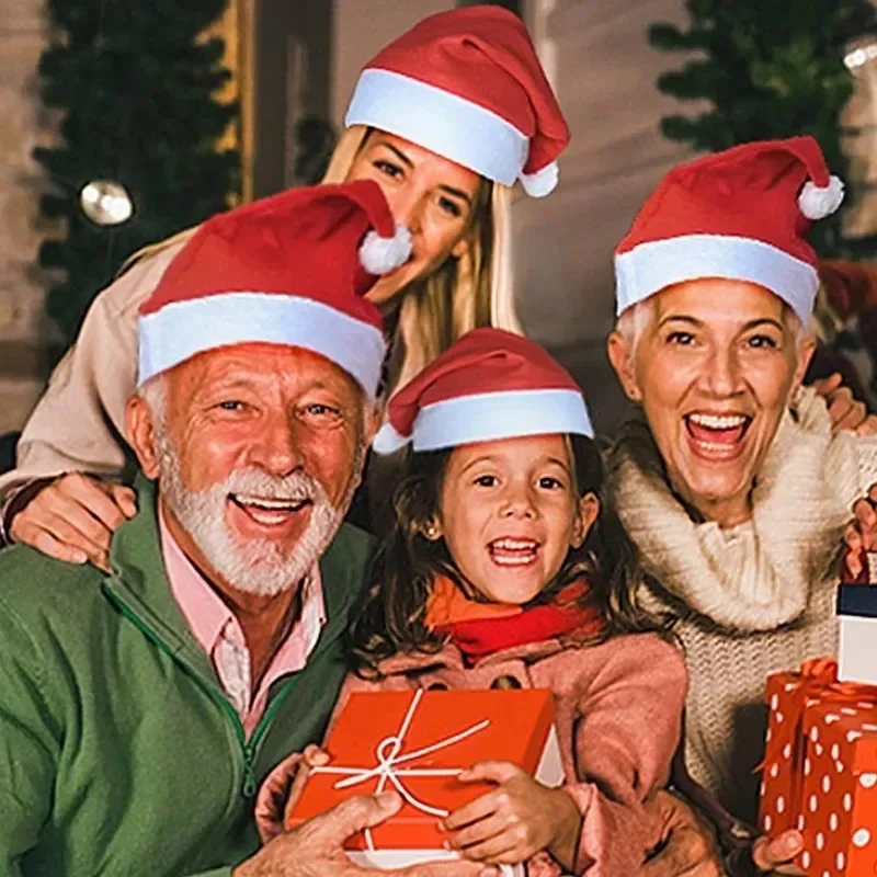 Adults Kids Christmas Hats Non-woven Fabric Santa Claus Xmas Hats Merry Christmas Home New Year Gifts Festive Party Supplies christmas beanie hat