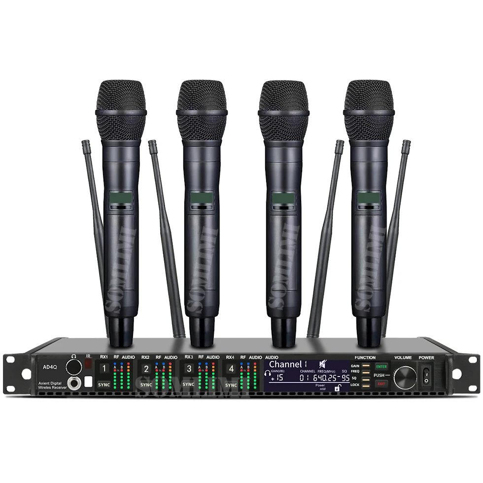 SOMLIMI AD4Q Karaoke Stage Performance Wedding Home KTV Party Professional 4 channel Wireless Microphone System