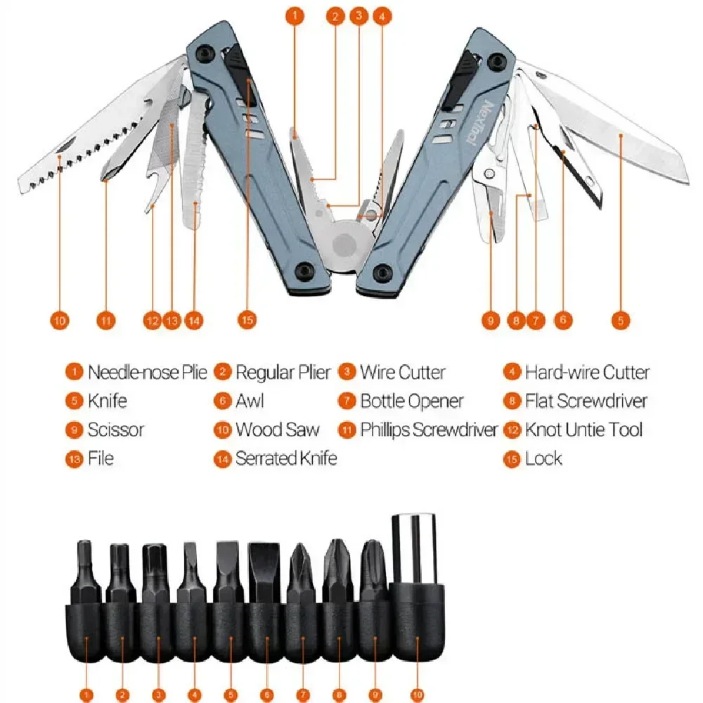NexTool Ϸ  Ƽ , ޴ ̽ ö̾,   , ũ ̹, ߿ ٱ EDC , 14 in 1