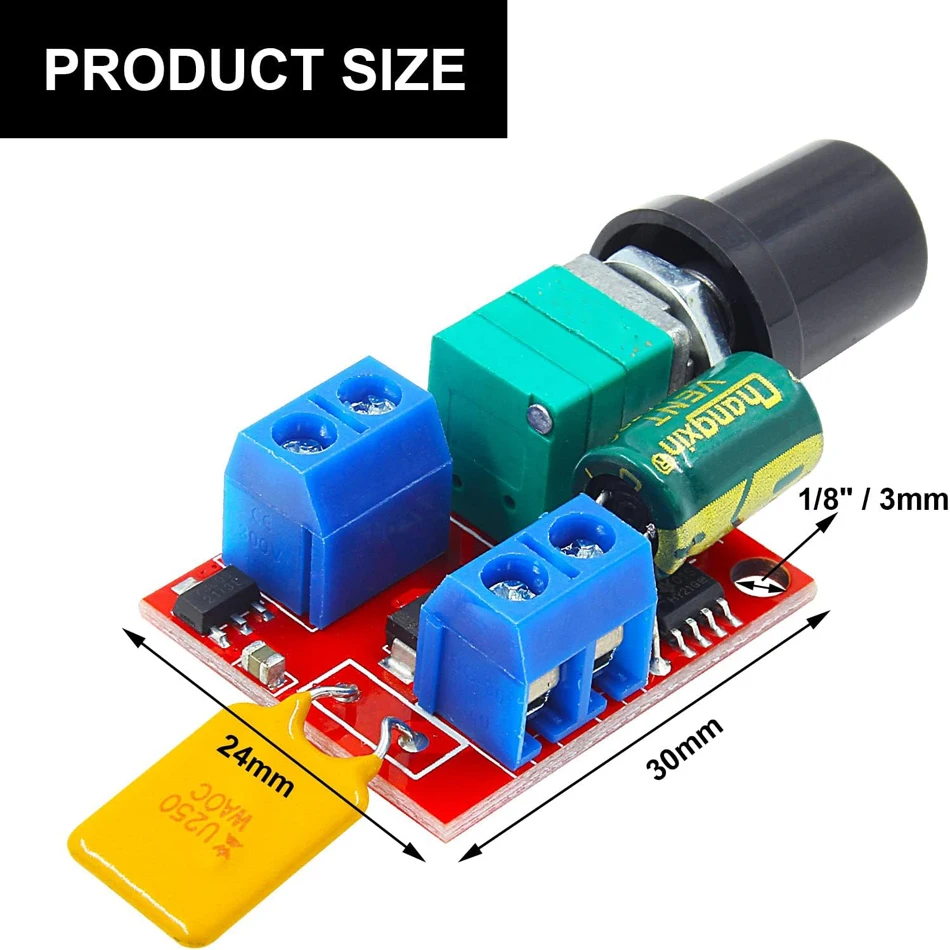 DC 5-35V PWM Mini Motordrehzahlregler Einstellbarer Schalter LED Lüfter Dimmer R