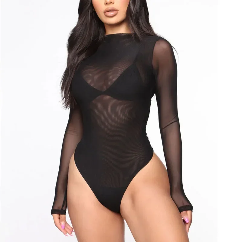 Women's Transparent Stretch Bodysuit Lingerie Underwear
