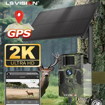 LS VISION Solar Trail Camera 4G 2k Wild Camera With IR Night Vision Motion Activated Waterproof Wildlife Camera GPS Location
