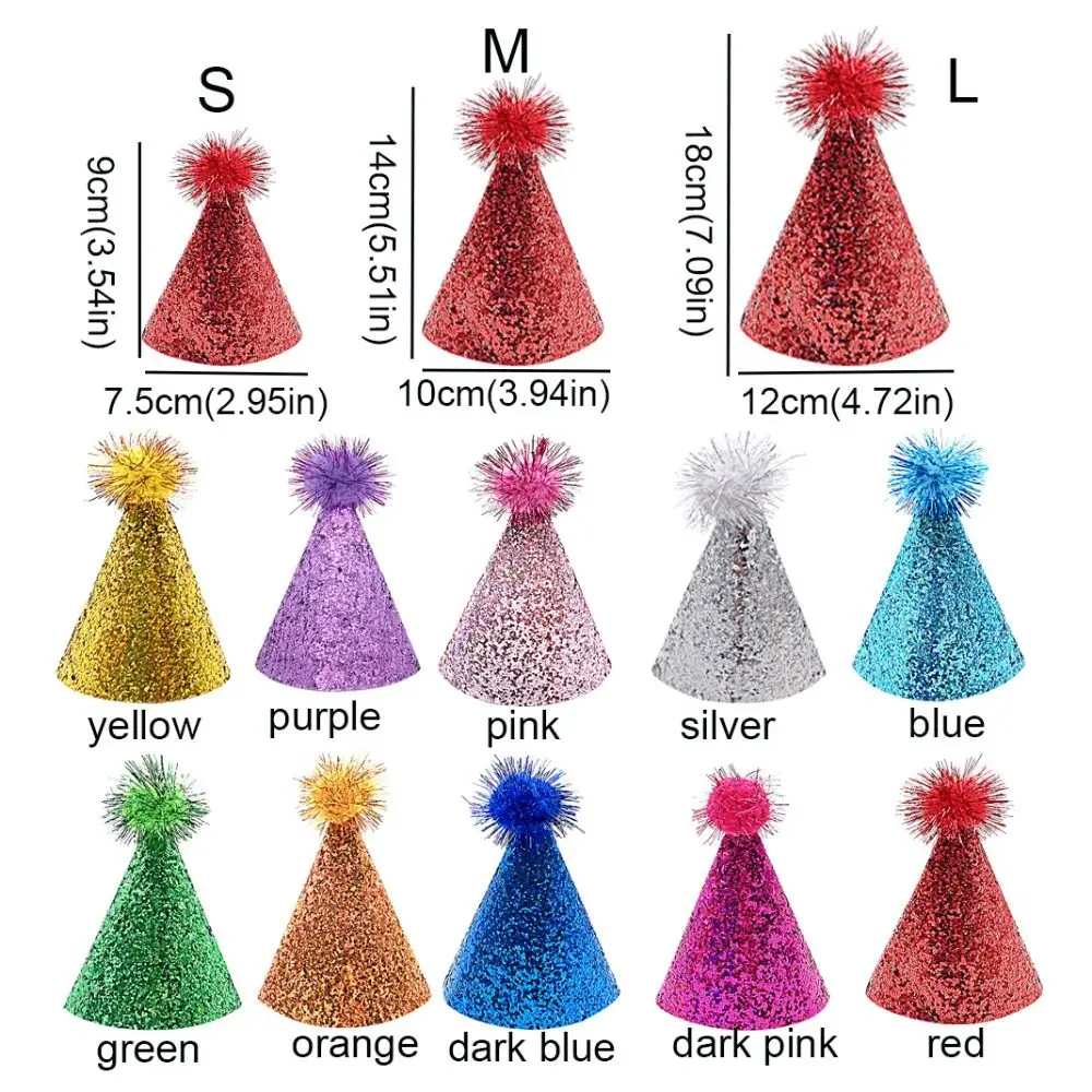 Pet Birthday Caps With Ball Cat Dog Costume Sequin Headwear Cap Hat Christmas Party Pet Accessories Decoration 6
