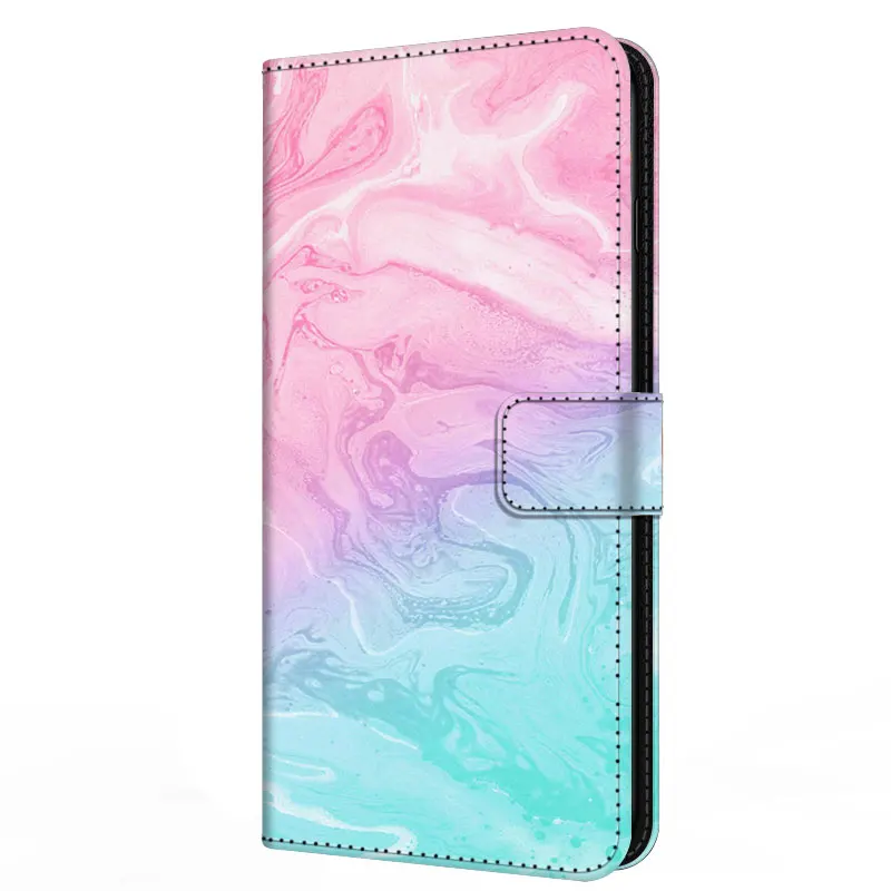 Luxury Marble Leather Flip Wallet Phone Case with Stand and Book Cover Design