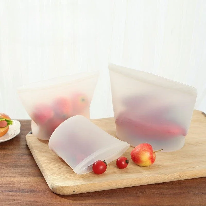 Silicone Food Storage Bags Leakproof Containers Reusable Fresh-keeping Fruit Sealed Freezer Bag Refrigerator Food Organizer Bags