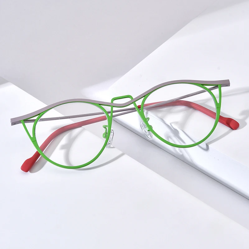 FONEX Pure Titanium Glasses Frame Women New Men Fashion Retro Colorful Cat Eye Eyeglasses Butterfly Eyewear F85846