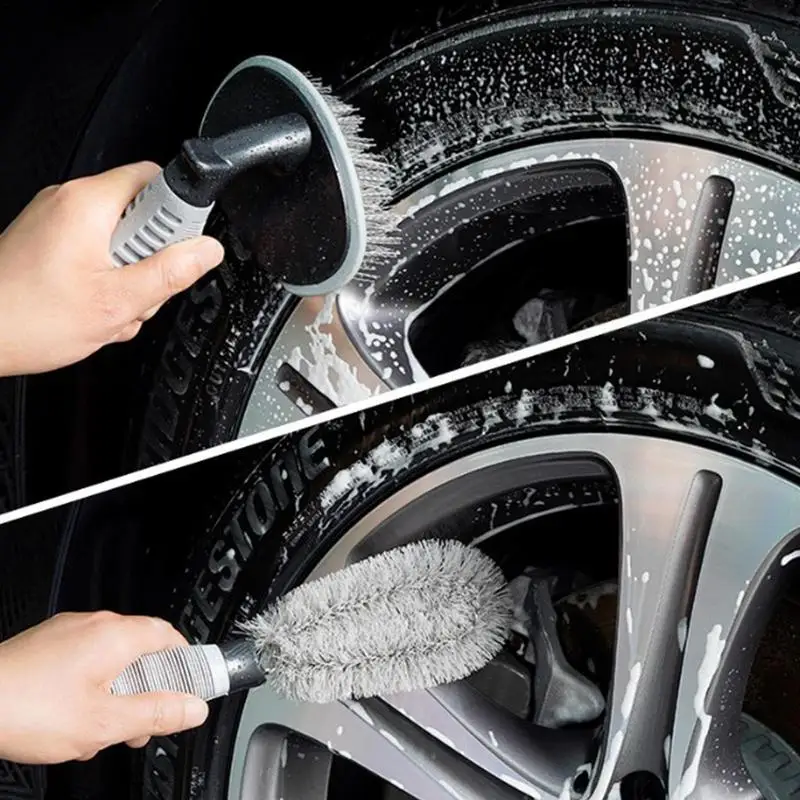 

Car Wash Wheel Brush Kit Wheels Brush Non-Slip Soft Handle Easy To Cleaning 2 Pieces Multifunctional Tire & Wheel Cleaning Tools