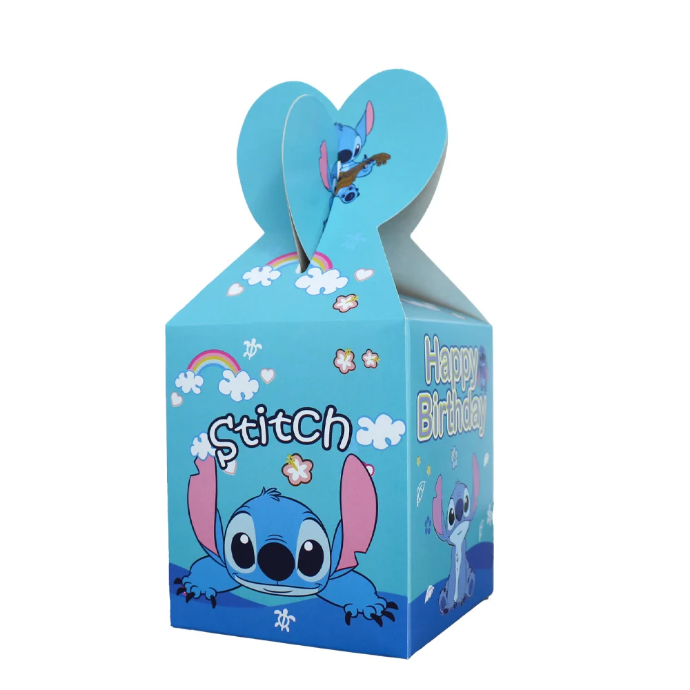 6/48 piezas Disney Lilo & Stitch Caja de dulces Suministros para fiestas de cumpleaños de niños Regalo Caja de palomitas de maíz Caja de dulces para refrigerio de baby shower Regalo