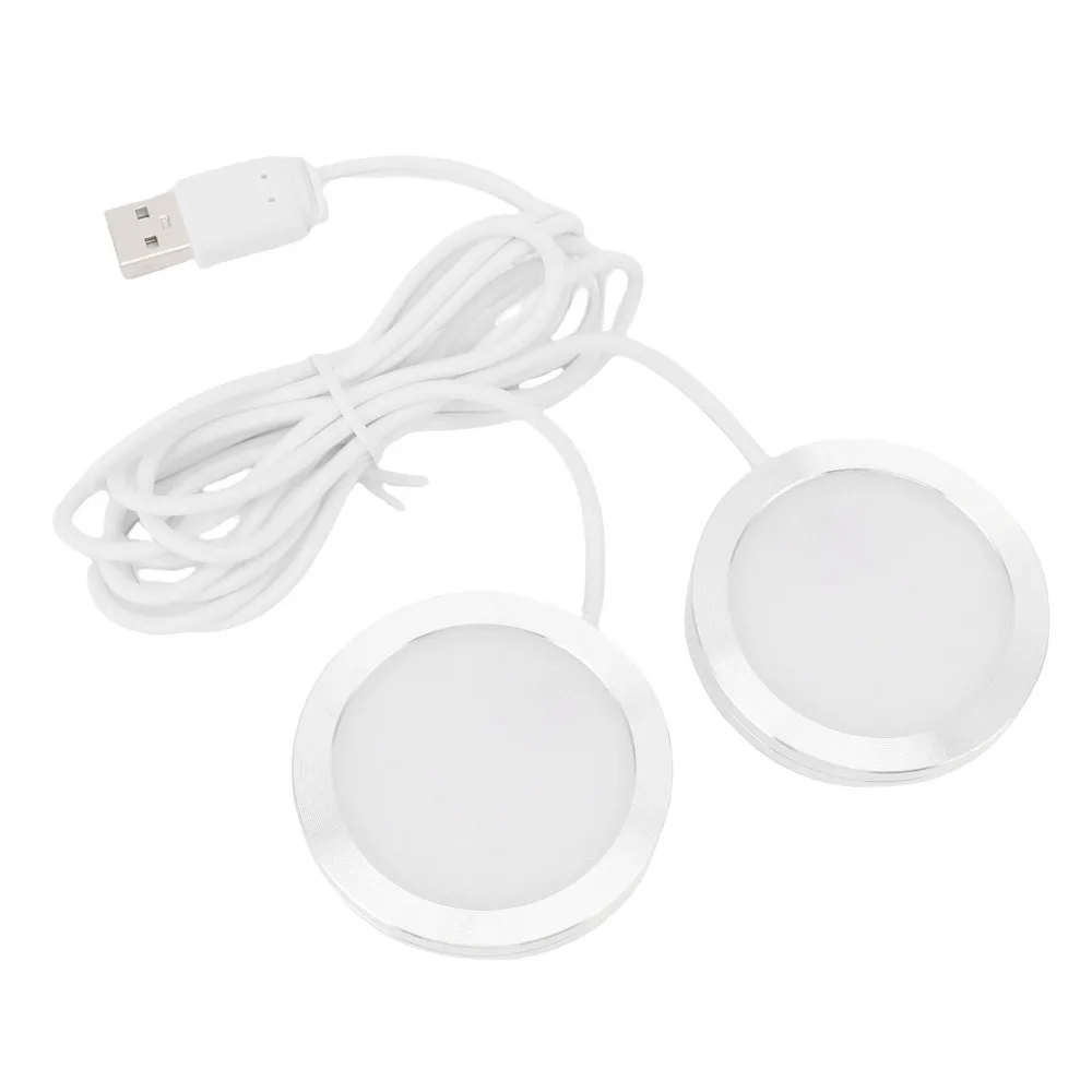 미니 듀얼 헤드 LED 스포트라이트 5V USB 전원 원형 언더 캐비닛 램프 3W CRI 90+ 언더 카운터 조명 주방 캐비닛