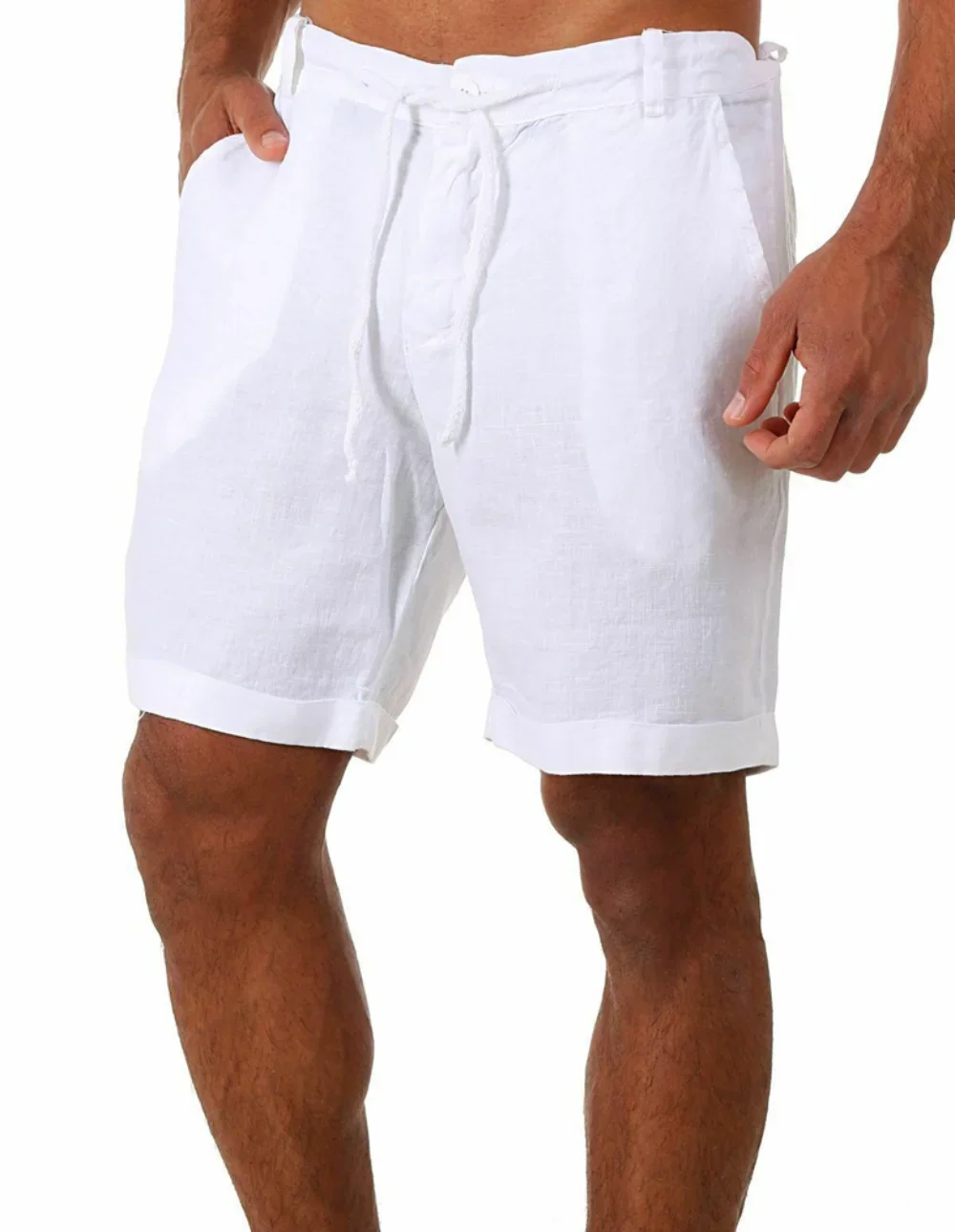 Summer Mens Linen Shorts Fashion Male Polyester Linen Beach Short  New Wild Leisure Loose Solid Cargo Short Pants Sweatshorts