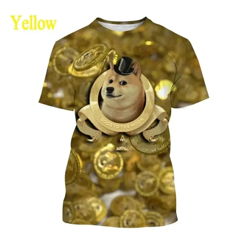 

Astronaut Doge Dogecoin Graphic T Shirt For Men Clothing Fashion Meme Cheems Fan T-shirt Casual 3D Shiba Inu Printing Tee Shirts