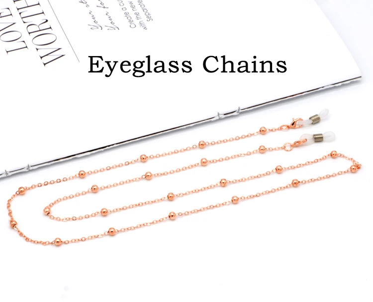 Modische Metall-Brillenketten für Damen und Herren, Sonnenbrillen- und Lesebrillen-Ketten, Perlen-Brillenband, Brillenkordel, Damen-Brillenband – Detail 1