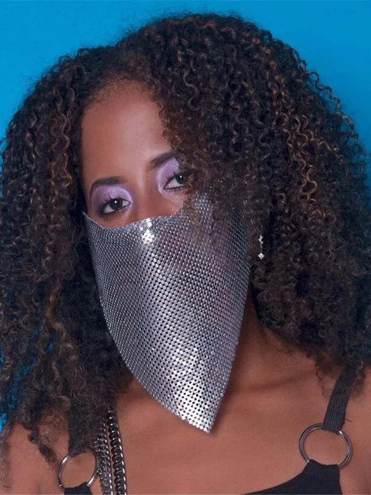

Блестящая металлическая блестящая фотомаска 2022 модная Регулируемая цепочка для ночного клуба сценического шоу Ювелирная маска закрывающие аксессуары